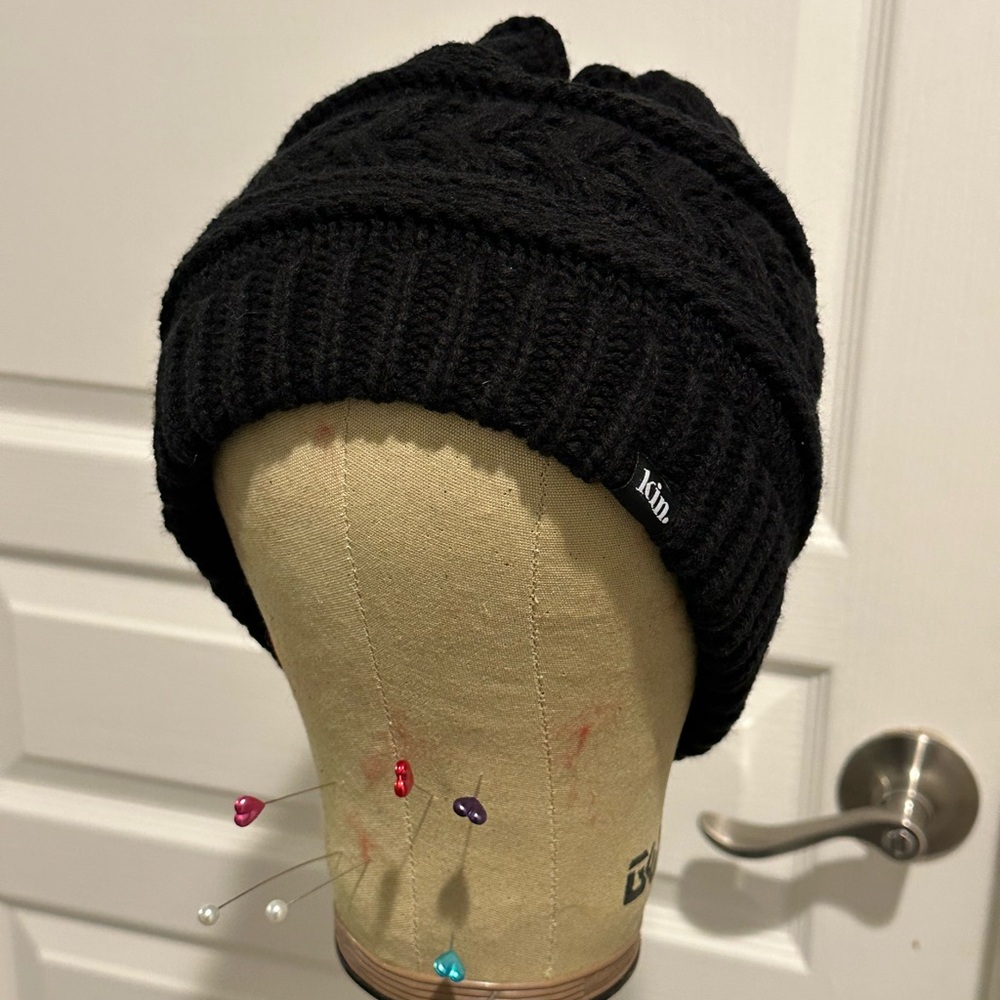 Kin Apparel Satin Lined Black Ponytail Beanie - Picture 4 of 8